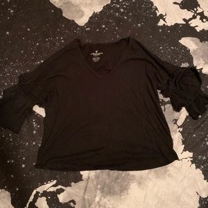 3/4 sleeve loose shirt with ruffled sleeves